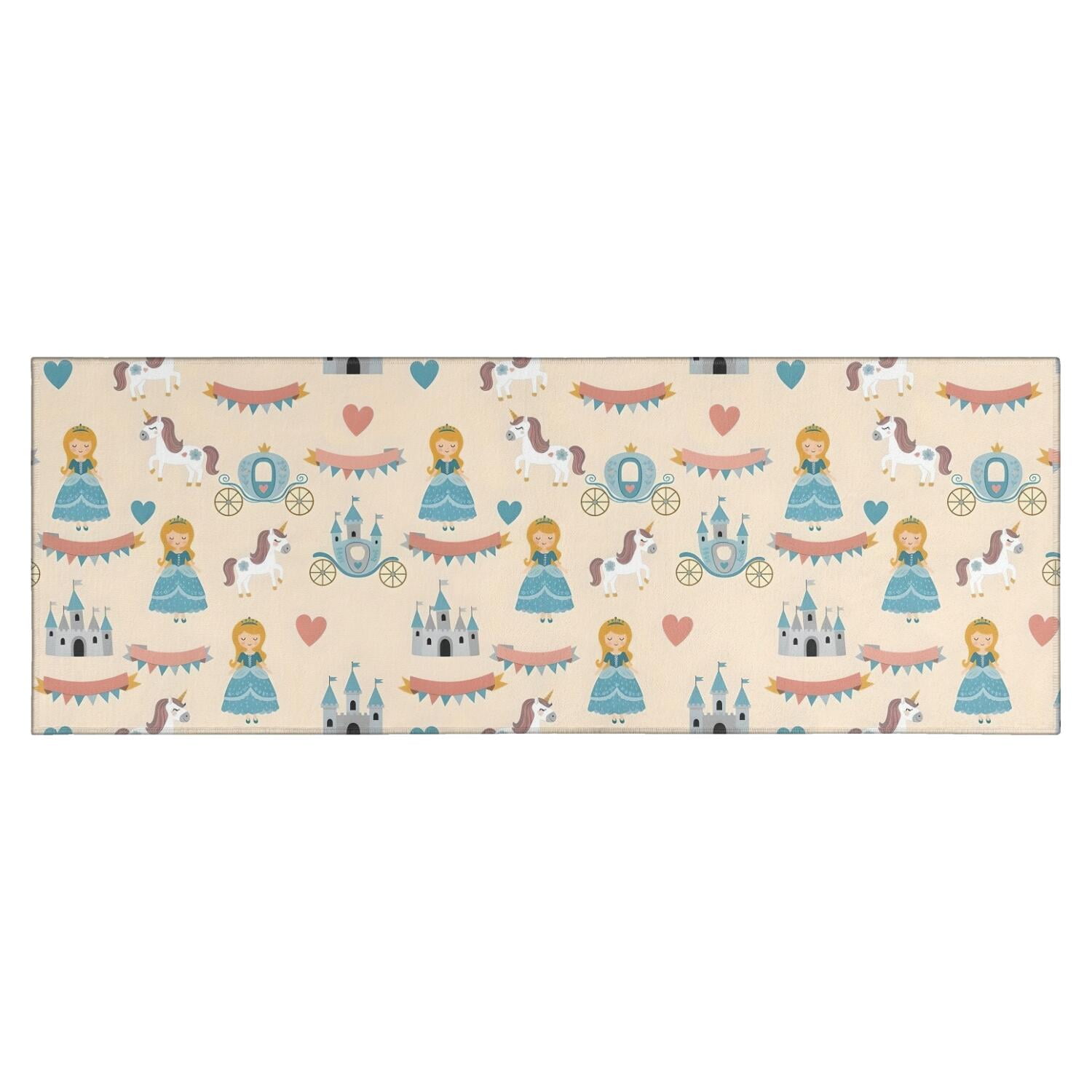 Beige Princess Unicorn Pattern Kitchen Rug Mat,Kitchen Runner Rugs Non ...