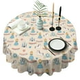 thumbnail image 1 of Beige Princess Unicorn Pattern Round Tablecloth 60"x60",Wrinkle Wipeable Table Cloth for Kitchen Dining Room Picnic Patio Party, 1 of 6