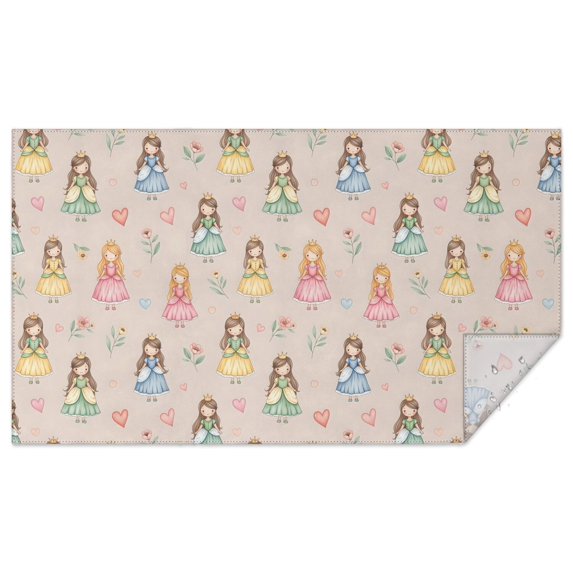 Beige Princess Watercolor Dress Pattern Rectangle Tablecloth 60"x102",Waterproof Polyester Rectangle Table Cloth, Wipeable Spillproof Polyester Tablecloth for Dining, Camping, Indoor and Outdoor