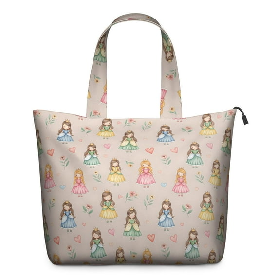 Beige Princess Watercolor Dress Pattern Travel Tote Bags for Women Carry On,Large Weekender Bags for Women Travel,Multi Functional Duffle Bag for Work,Shopping,Sports