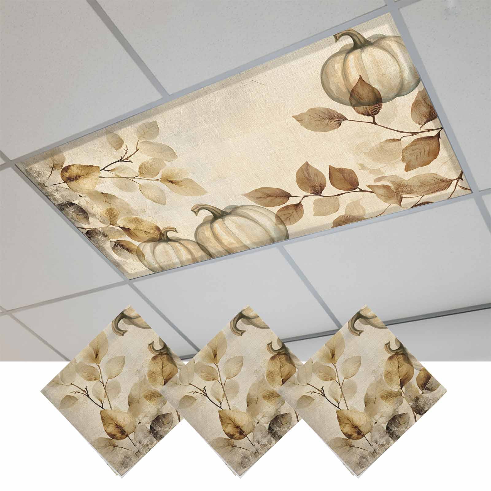 Beige Pumpkin Fall Fluorescent Light Covers, Thanksgiving Eucalyptus ...
