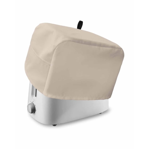 Beige Pure Color Toaster Cover 4 Slice, Large Kitchen Appliance Covers, Aesthetics Contemporary Modern Toaster Oven Cover with Loop, Bread Machine Cover Polyester Dust Cover Protection