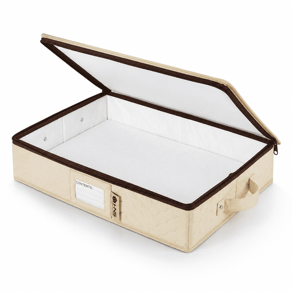 Beige Quilted Hard Shell Platter Storage Container for 16 Inch Serving Platters