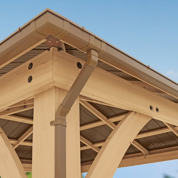 Beige Rain Gutter Kit For Yardistry 12' x 16' Meridian Gazebo