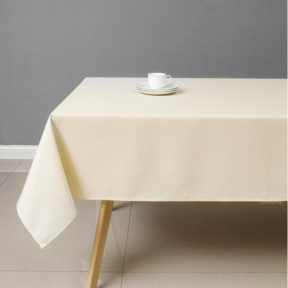 Beige Rectangle Tablecloth Wrinkle Resistant Washable Fabric Table Cloth for Dining, Kitchen, Parties, Weddings and Outdoor Use 60 Inch by 84 Inch
