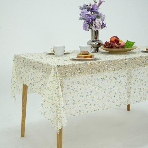 Beige Rectangular Polyester Floral Tablecloth - Washable, Durable, 56"×56", Perfect for Dining Table, Birthday Parties, Picnics, Easter & Valentine's Day Decorations