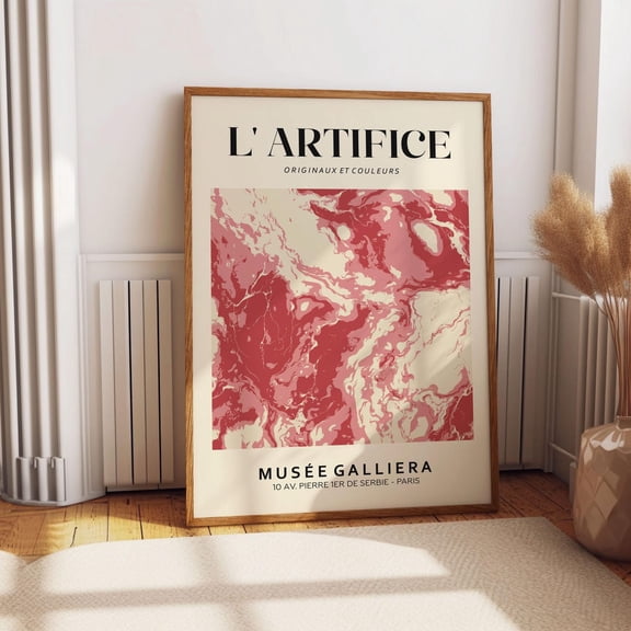 Beige Red Abstract Wall Art, Minimalist Wall Art, Exhibition Gallery Art Objects For Living Room Wall Decor, Unique Abstract Poster Print Wall Art, Modern Wall Decor, 8x12 UNFRAMED