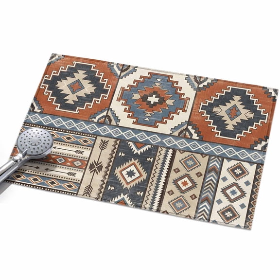 Beige Red Boho Entryway Rug 2x3ft Washable Non Slip Bathroom Rug Low Pile Indoor Floor Front Door Mat Classic Southwestern Ethnic Tribe Rectangle Area Rugs Carpet for Kitchen Office Dining Room Home
