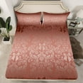 Beige Red Bow Knot Fitted Sheet Antique Victorian Damask Bed Sheets