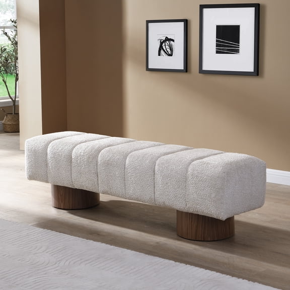 Beige & Red Ergonomic Ottoman with Ergonomic, Space-Saving, Multi-Functional, Fabric Fabric & Solid Wood Base Living Room