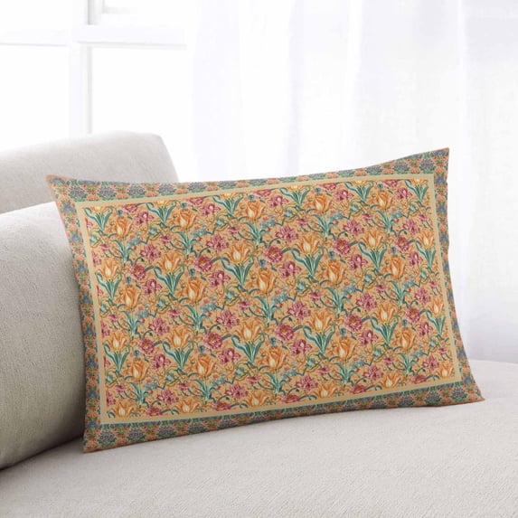 Beige Red Floral Boho Throw Pillow Covers, Vintage Ethnic Tribe Abstract Art Soft Breathable Pillow Cases with Invisible Zipper for Sleeping, Toddler Pillowcases for Couch Bed Sofa Chair 12x20 Inches