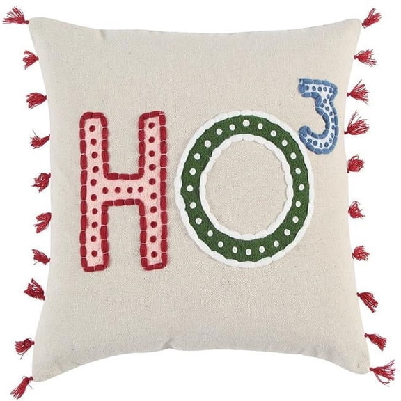 Beige & Red Holiday Whimsical Throw Pillow, Natural