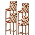 thumbnail image 1 of Beige Red Strawberry Bar Stool Covers Set of 4, Spring Floral Watercolor Summer Botanical Stretch Bar Chair Covers with Backs, Removable Pub Counter Height Chair Cover for Kitchen Dining Room Cafe, 1 of 7