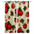 thumbnail image 1 of Beige Red Strawberry Blackout Curtains for Bedroom, Spring Floral Watercolor Summer Botanical Thermal Insulated Kitchen Drapes with Grommets, Light Blocking Window Treatment, 2 Panels 52" x 84", 1 of 7