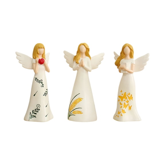Beige Resin Angel Figurine Home Decor For Bedroom Living Room Study Or Entryway Table