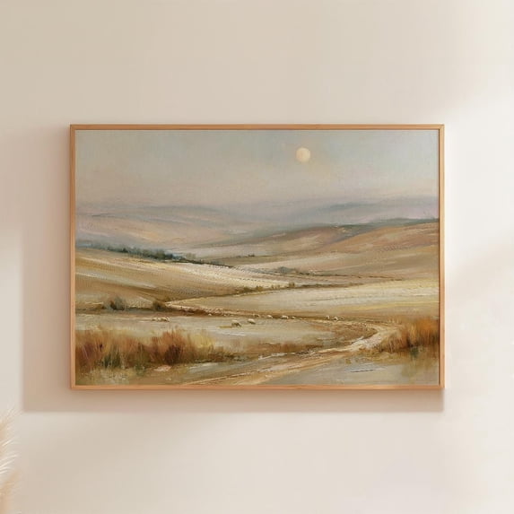 Beige Rolling Hills Neutral Landscape Paper Decorative Wall Art ...