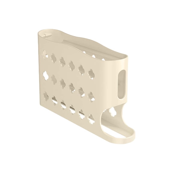 Beige Rolling Slide Egg Storage Box Beige For Refrigerator Door Organizer 12.6X7.1X2.8Inch