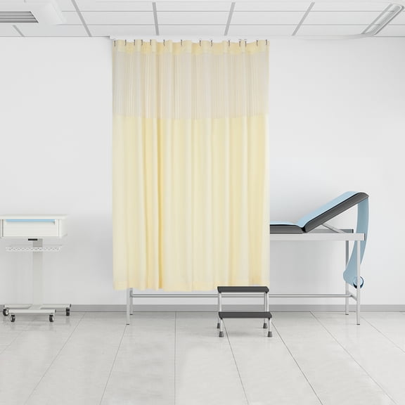 Beige Room Divider Curtain Spa School Nursery Privacy Curtain Mesh Top