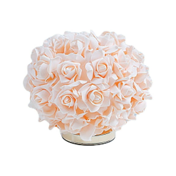 Beige Rose Flower Table Lamp For Bedside Nightstand And Wedding Decoration 10.24X9.45X7.87Inch