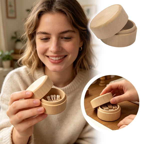 Beige Round Beech Wood Jewelry Storage Box Dustproof Moisture Proof Mini Wooden Keepsake Case Elegant Desktop Decorative Organizer For Wedding Ring Baby Souvenir Small Trinket Collection
