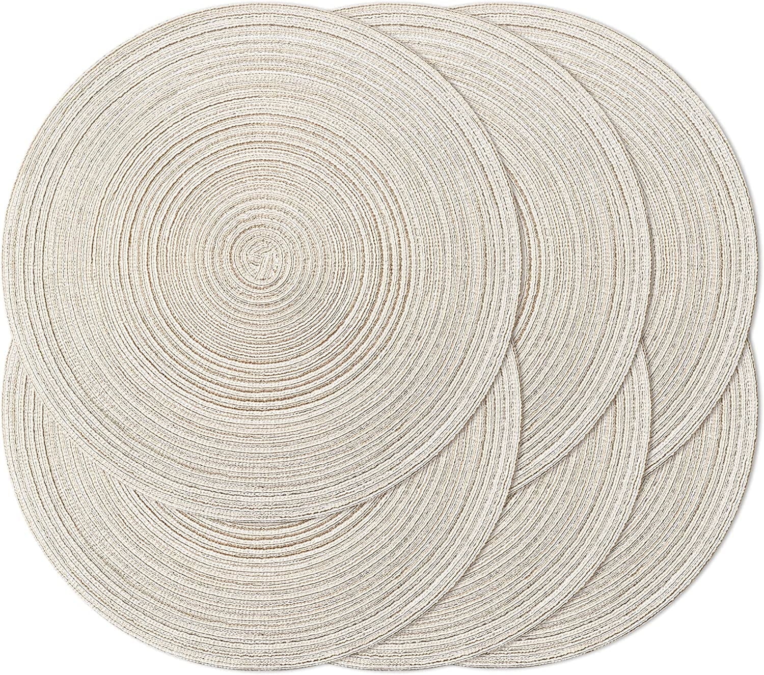 Beige Cotton and Polypropylene Round Placemats Set of 6