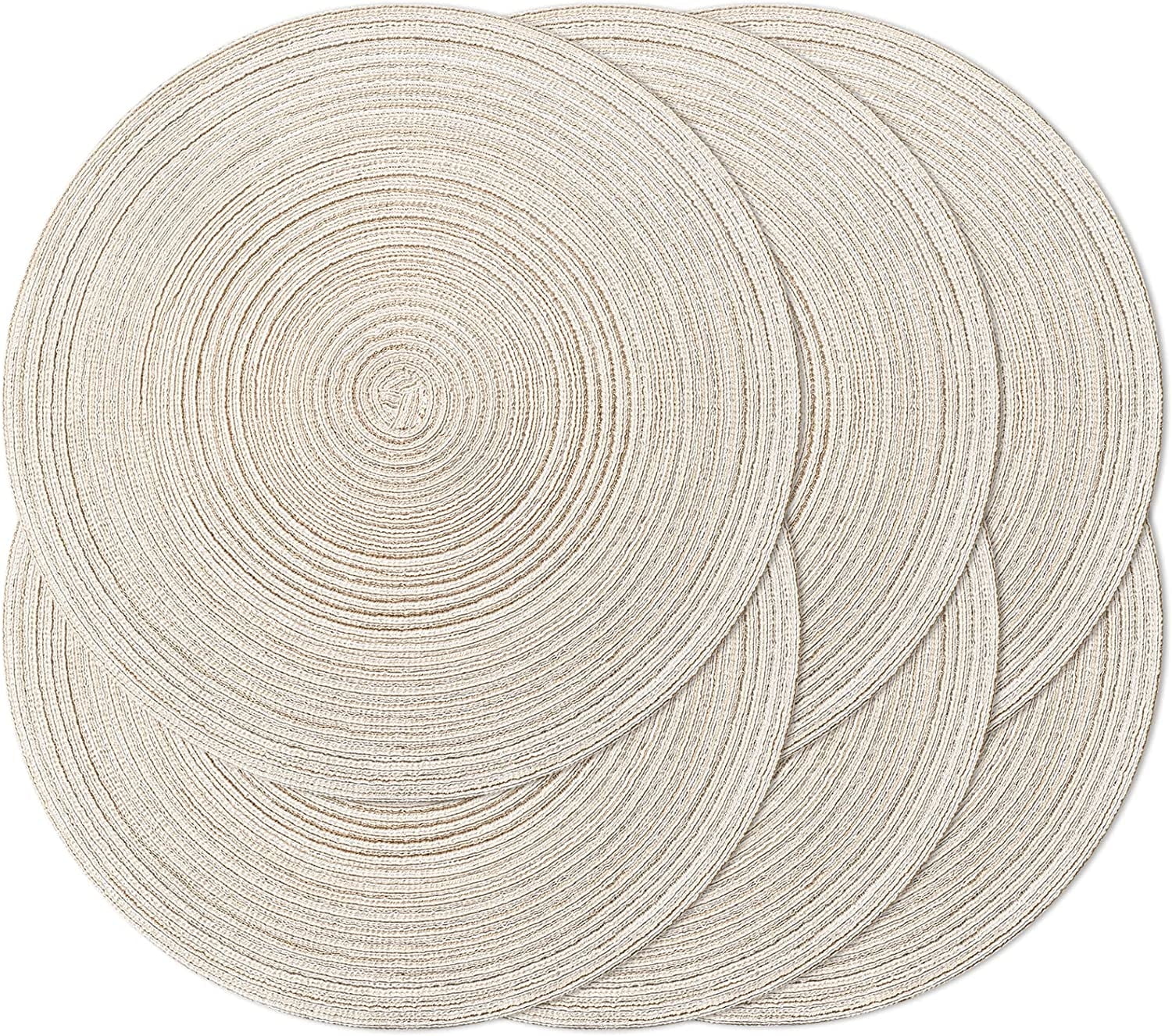 Beige Cotton and Polypropylene Round Placemats Set of 6