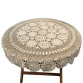 thumbnail image 1 of Beige Round Handmade Crochet Tablecloth Cotton Lace Table Doilies, 1 of 5
