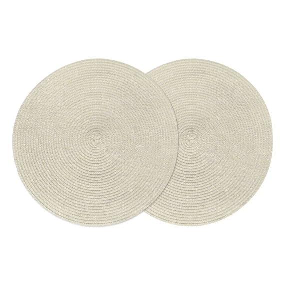 Beige Round Placemats Set of 2 Modern Minimalist Linen Pure Color Place ...