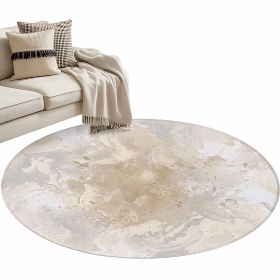 Beige Round Rug 3ft Washable Circle Entryway Rugs Non Slip Modern Minimalism Gradient Abstract Aesthetic Art Area Rug Indoor Floor Carpet for Bedroom Kitchen Living Room Office Dining Room Nursery