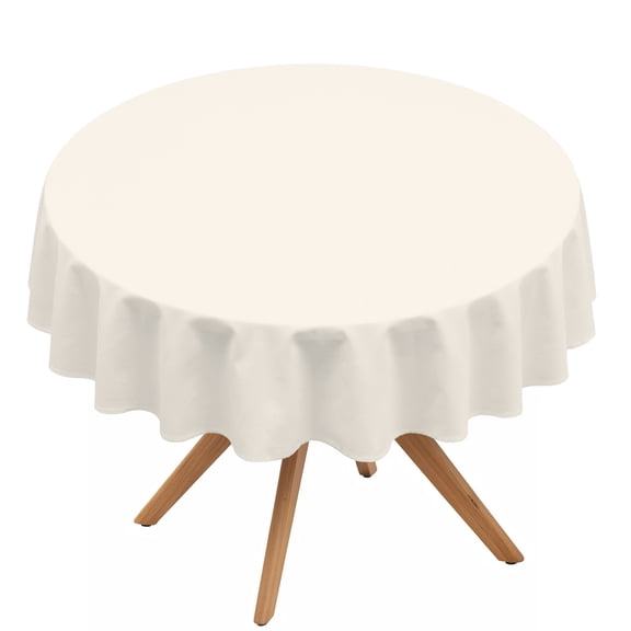 Beige Round Tablecloth 60 inches Cream Solid Color Background Countryside Minimalist Waterproof Oil-Proof Table Cloth Round Table Cover for Holiday Party Picnic Dinner Decor Indoor and Outdoor Use