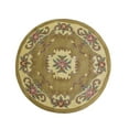 thumbnail image 1 of Beige Round Woolen 4 ft Area Rug MystiqueDecors Modern Wool Carpet for Living Dining Room Bedroom Rugs Canvas Backing, 1 of 5