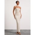 thumbnail image 1 of Beige Ruched Halterneck Strapless Maxi Dress For Evening Formal Occasion, 1 of 8