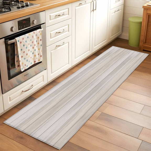 Beige Runner Rug 2x6 FT, Non Slip Hallway Carpet, Farmhouse Simple Abstract Striped Wooden Grain Washable Soft Floor Carpet Throw Runner Carpet Long Rug for Entryway Kitchen Bedside Sliding Door