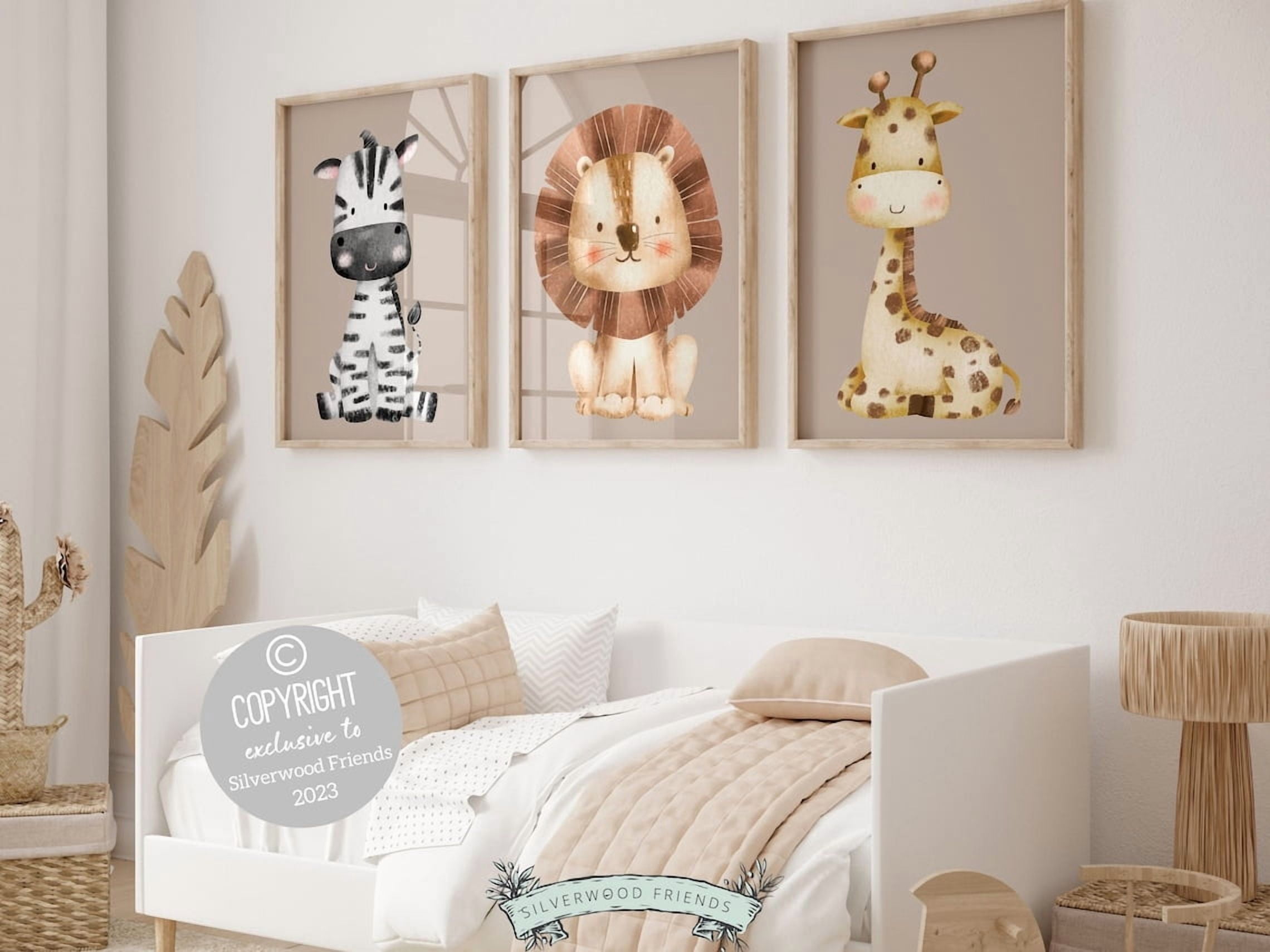 Beige Safari Animal Nursery Wall Art Print, Boho Jungle Neutral ...