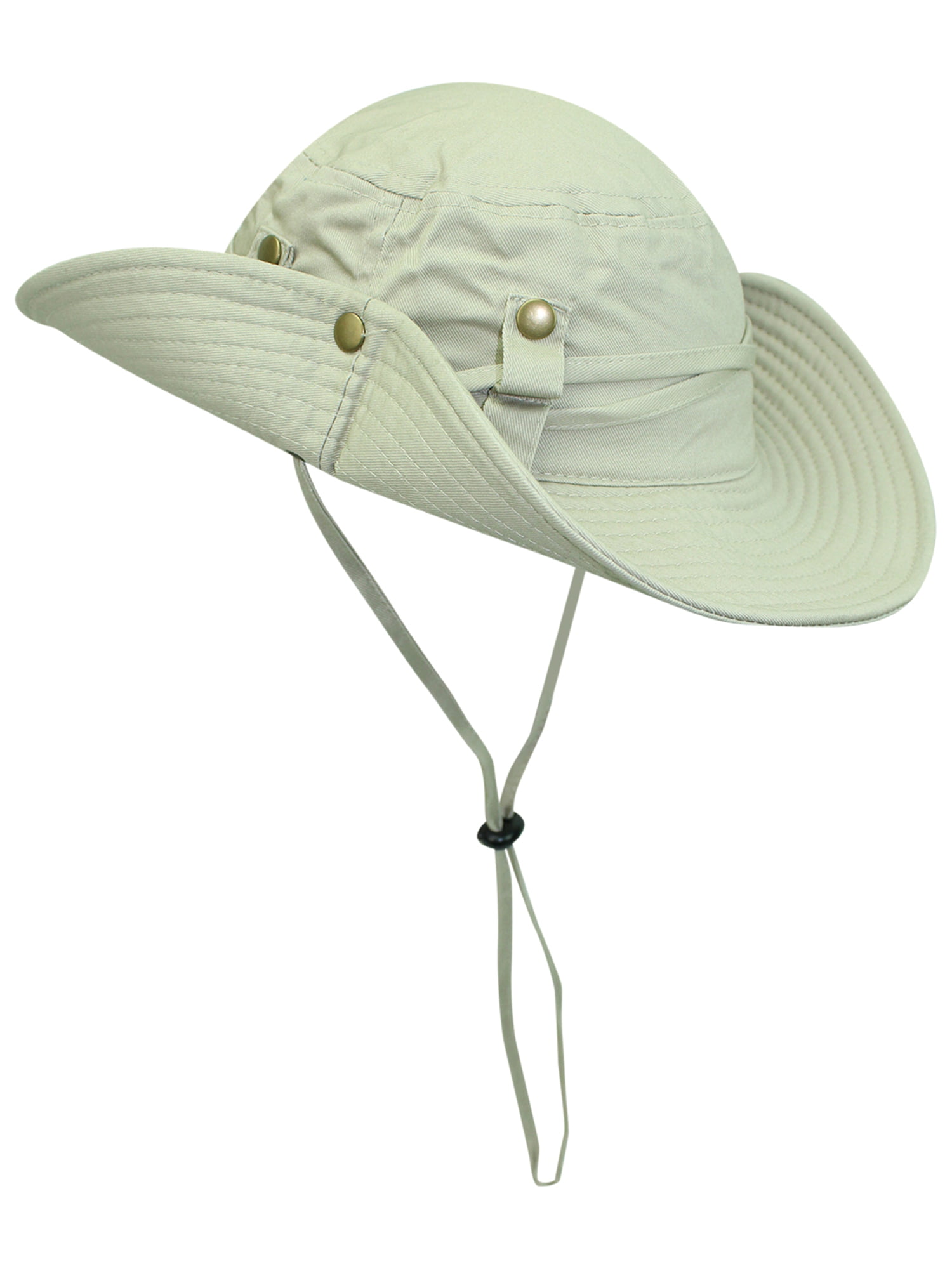Green Safari Style Cotton Hat With Chin Cord & Side Snaps 