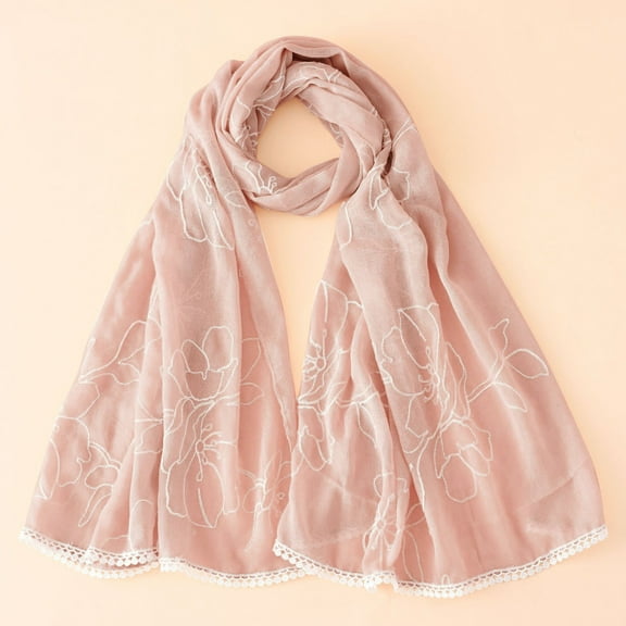 Beige Scarf for Women Fashion Cotton and Linen Scarf Printed Thin Scarf on Sale Clearance