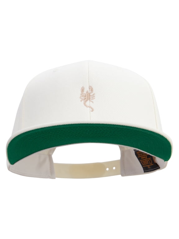 Beige Scorpio Logo Embroidered Wool Blend Prostyle Snapback Cap - Natural OSFM