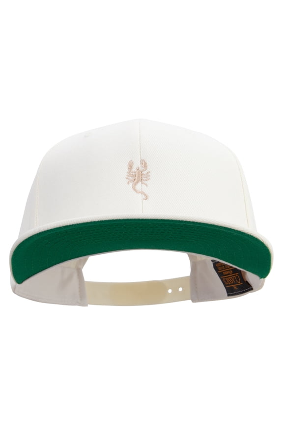 Beige Scorpio Logo Embroidered Wool Blend Prostyle Snapback Cap - Natural OSFM
