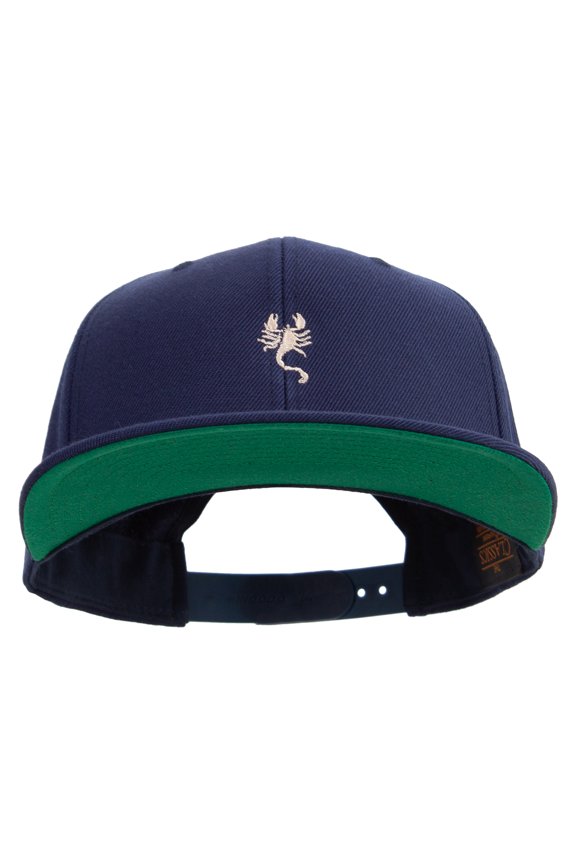 Beige Scorpio Logo Embroidered Wool Blend Prostyle Snapback Cap - Navy OSFM