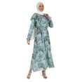 thumbnail image 1 of Beige - Sea Green - Floral - Crew neck - Fully Lined - Modest Dress - Refka, 1 of 5
