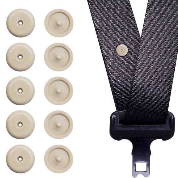 Beige Seat Belt Button Stop 5 Pack Universal Fit Seat Belt Stopper Kit Prevent Seat Belt Buckle from Sliding Down Snap-On System No Welding Required