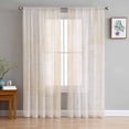 thumbnail image 1 of Beige Semi Sheer Curtains 63 Inch Length 2 Panels Set, Retro Oil Painting Modern Abstract Art Aesthetics Sheer Kitchen Curtain Privacy Voile Window Curtain for Living Room Bedroom Rod Pocket Drapes, 1 of 7