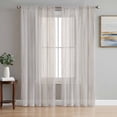 thumbnail image 1 of Beige Semi Sheer Curtains 96 Inch Length 2 Panels Set, Farmhouse Simple Abstract Striped Wooden Grain Sheer Kitchen Curtain Privacy Voile Window Curtain for Living Room Bedroom Rod Pocket Drapes, 1 of 7
