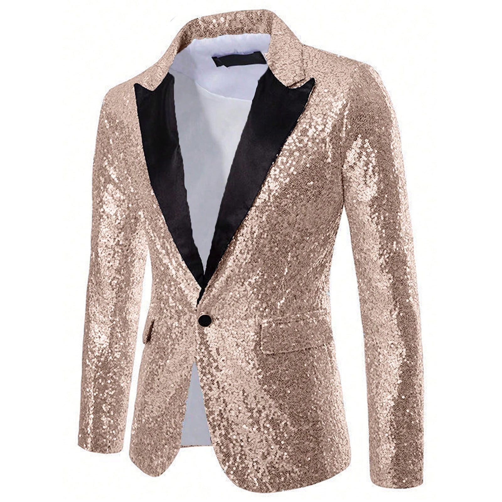 Beige Sequin Sparkly Glitter Basic Work Office Formal Prom Party ...