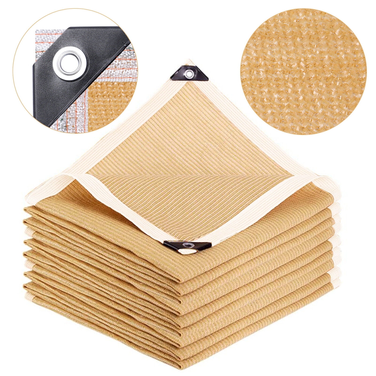 Beige Shade Cloth-90% Shading Rate Sunblock Mesh with Aluminum Grommets Easier to Hang UV Resistant Sunshade Net for Greenhouse Flowers Plants Patio (12x12ft)