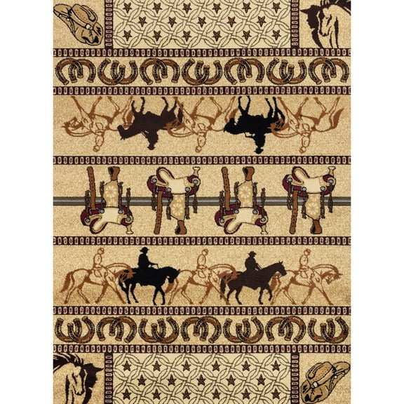 Beige Shade - Lone Cowboy Silhouette - Family Gathering Areas - Durable for Daily Use