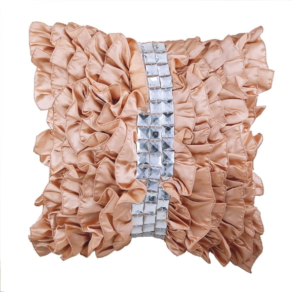 Beige Shams, Vintage Ruffles Crystals Shabby Chic Pillow Shams, 24x24 inch (60x60 cm) Pillow Sham, Square Satin Pillow Shams, Modern Pillow Shams, Solid - Vintage Diamonds