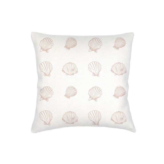 Beige Shell Printed Linen Euro Pillow 26x26 Down Alternative