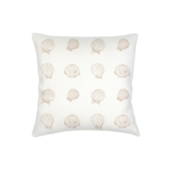 Beige Shell Printed Linen Euro Pillow 26x26 Down