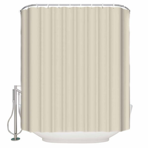Beige Shower Curtain, 60" x 72", White Swan Solid Color Waterproof Bathroom Curtain Washable Shower Curtain Set with 12 Hooks